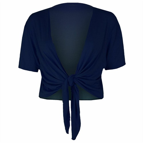 Plus Size Ladies Women Cap Sleeve Cardigan Knot Tie Bolero Wrap Shrug Crop Top - Picture 16 of 24
