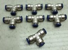 7 Pack Aignep USA 1/2" Union Tee Brass Push-to-Connect Nickel Plated 88230-08