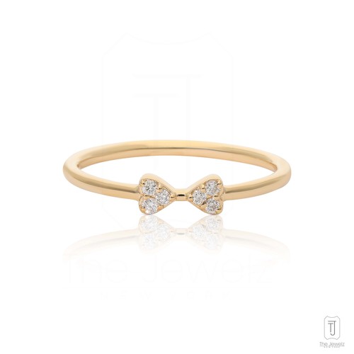 14K Gold 0,06 ct VS/F-G Diamant Schleife Design Ehering - The Jewelz - Bild 5 von 7