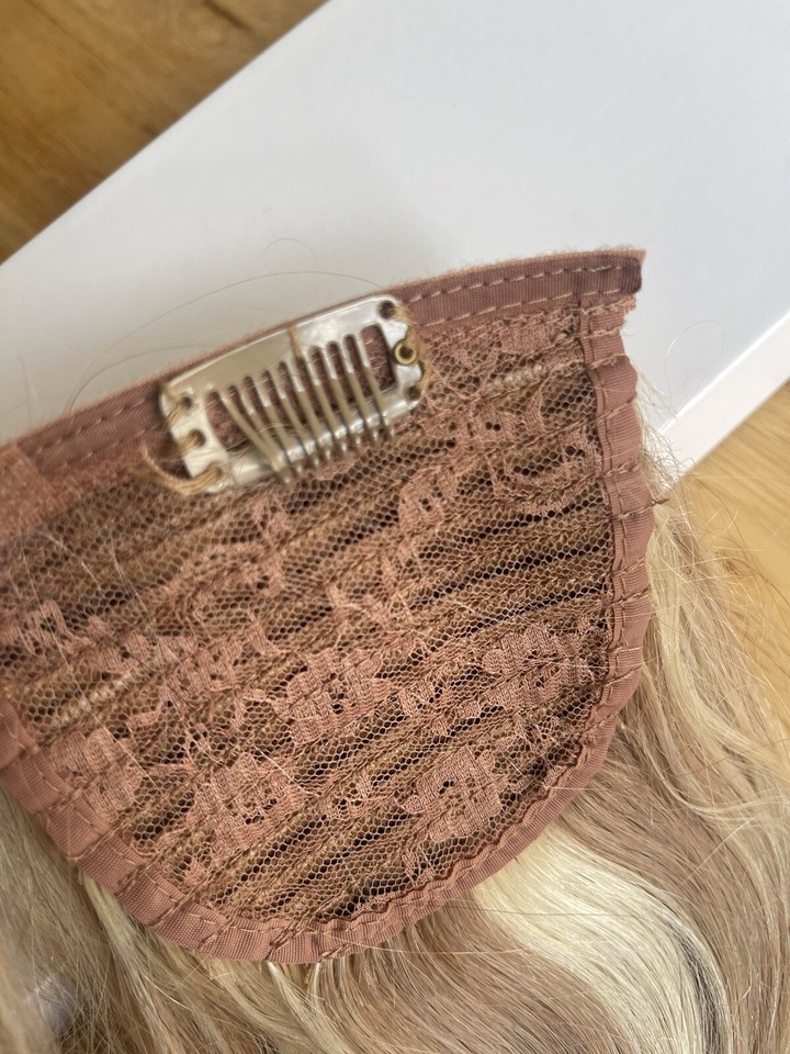 14 Inch Clip In Ponytail 100 Human Hair Extensions, Blond, Used Once