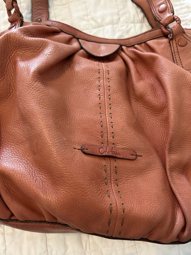 Cole Haan Large Brown Soft Pebbled Leather Dual Handle Shoulder Bag Purse - Picture 4 of 8