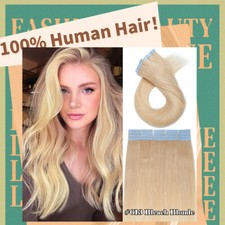 Traceless Tape In 100% Remy Human Hair Extensions 9A Weft Full Head Straight