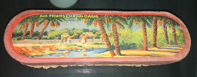 Obstdose Konfitüren alt orientalisch Holz Papier lithographiert 
