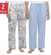 Gap Women  s Pajama Pants 2-Pack Floral  Blue Drawstring Lounge Size S