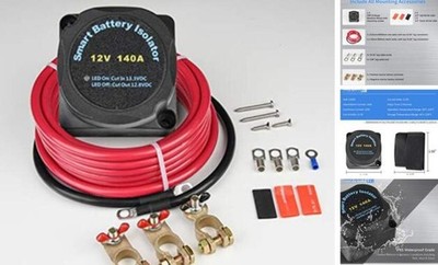  Dual Battery Isolator Kit 12V 140Amp Voltage Sensitive Relay VSR Double 
