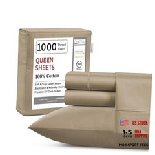 100 Cotton Sheet Set - 1000 Thread Count Deep Pocket Sheets Queen 05: Taupe