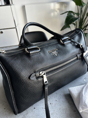 Bowling Bag Prada Schwarz Silber Leder  *wieNEU*