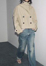 Zara Short Trench Coat Jacket size L 0518/240 light beige 