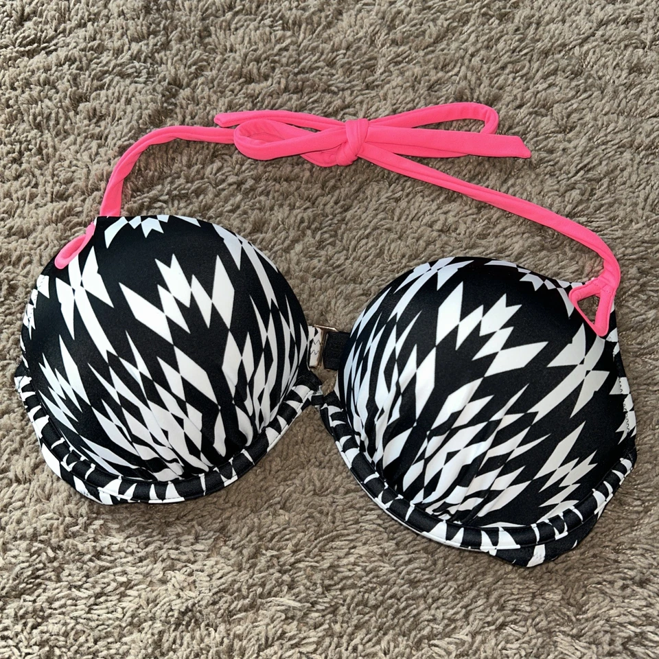 Victoria’s Secret Bikini Traje de Baño Top Sujetador Mujer’s 32D Corbata Halter Estampado Animal Foto 2 de 4