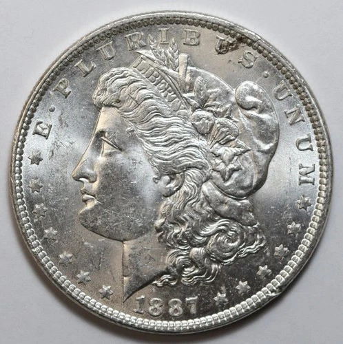 1887 $1 Morgan Silver Dollar Uncirculated - RAW - Excellent Luster / Nice Coin