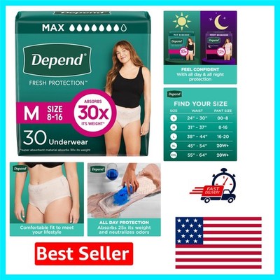 Depend Fresh Protection Blush Incontinence Underwear - 30 Maximum Absorbency