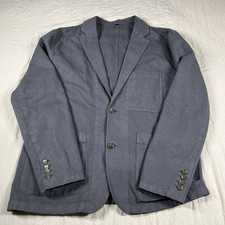 J Crew Garment Dyed Cotton Linen Chino Suit Chore Jacket Blazer Men 44 Dark Gray