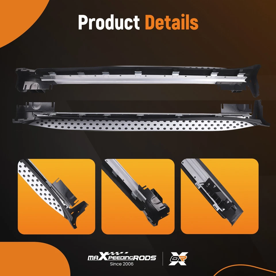 Running Board Side Steps for Mercedes-benz W164 ML350 ML500 ML550 2006-2011 4.7" - Image 3 of 4