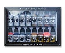 Vallejo Metallic Set Model Air Paint, 0.57 Fl Oz Pack of 16 , Multicolor