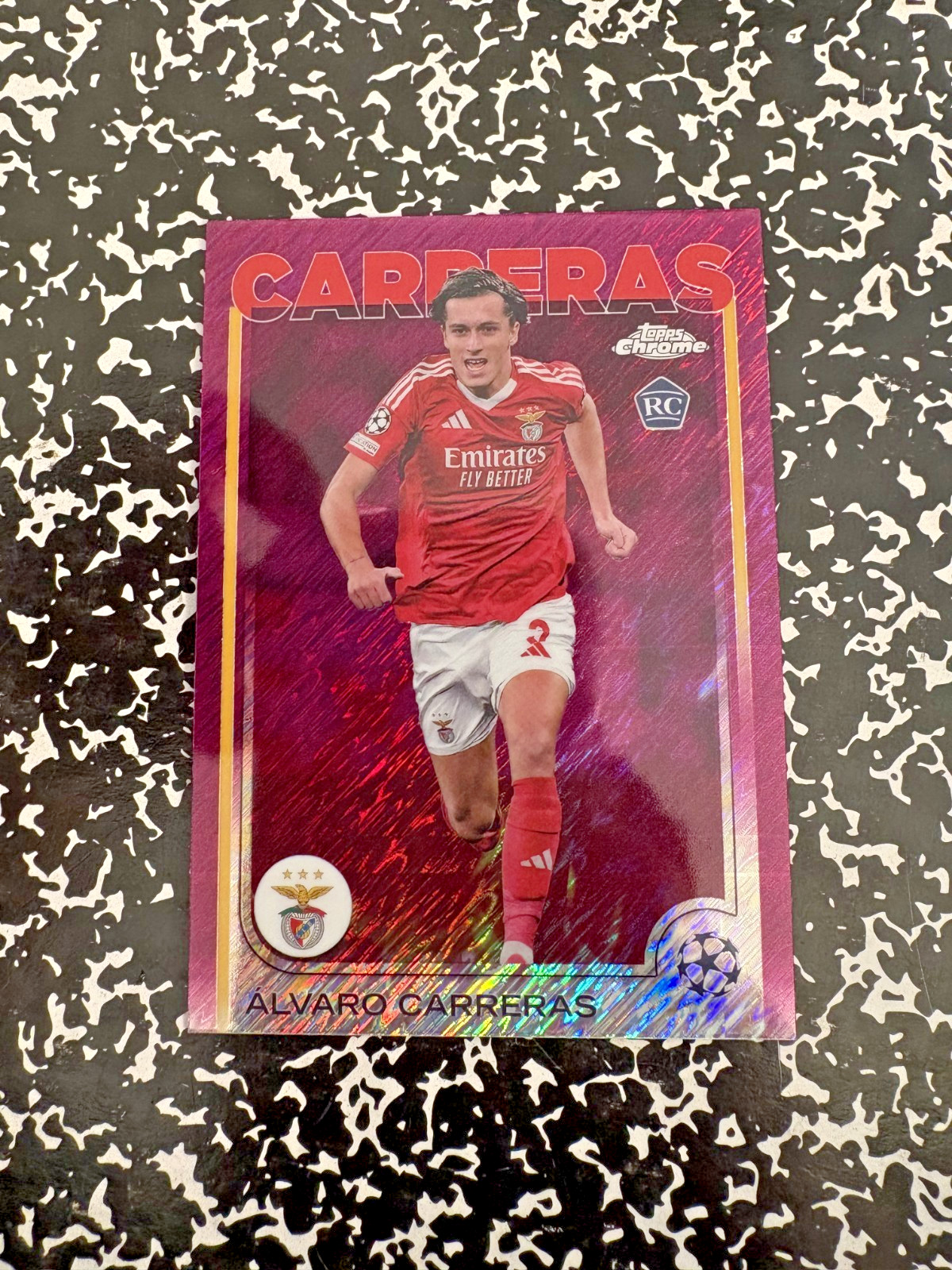 2024-25 Topps Chrome UEFA Alvaro Carreras #181 Magenta Shimmer Refractor RC