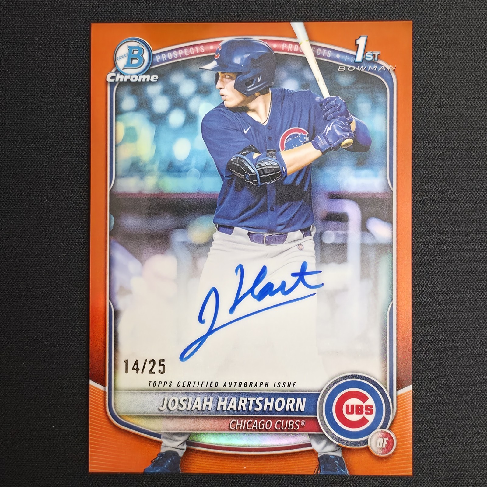 2025 Bowman Draft Josiah Hartshorn True Orange Refractor Auto /25 1st Chrome