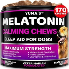Melatonin for Dogs - 170 Melatonin Chews for Small and Large Dogs - Puppy Sleep