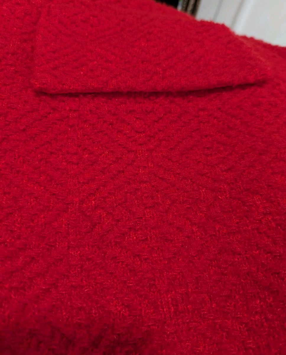 VTG Castleberry London NY Sz 18 Red Black Textured Nubby Blazer