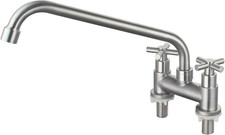 Stainless Steel Commercial Kitchen Bar Faucet with 11" Spout and 2 Handles