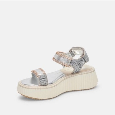 Dolce Vita Debra Platform Sandals New 8 Silver Distressed Metallic Flatform
