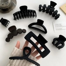 Women's Hair Claw Clip Black Geometric Strong Hold Large Hair Clamp Fashion