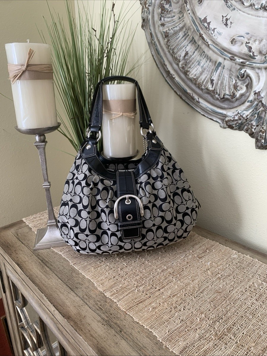 VTG Coach Signature C Soho Shoulder Bag Boho Black Gray VTG Coach Signature C Soho Shoulder Bag Boho Black Gray
