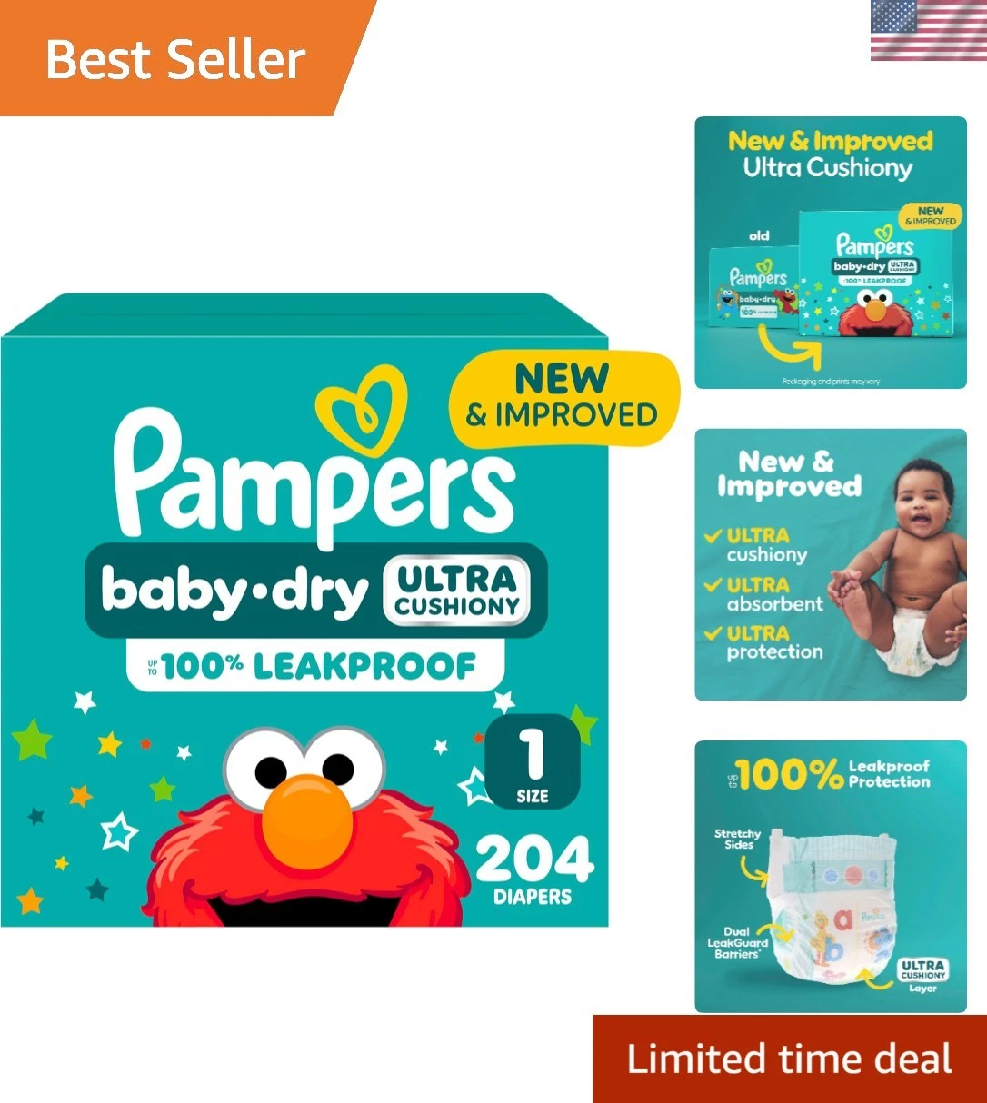 Diapers Baby Dry Size 1 204 Count