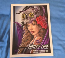 Motley Crue Show Poster | 2023 Mexico City and Monterrey | Feb. 18 & Feb. 23