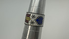 Siam Sterling Silver White Enamel Cigar Band Ring 4.5 White Floral Red Blue Vtg — photo 7