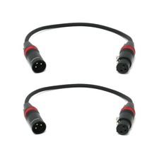 2 Pack XLR Male to XLR Female 1 Feet Microphone Cable 1 Ft 2 Pack