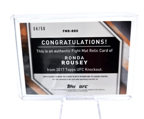 2017 Topps UFC Knockout Ronda Rousey Mat Relic Green /50 #FMR‑RRO – Fight‑Used - Picture 4 of 6