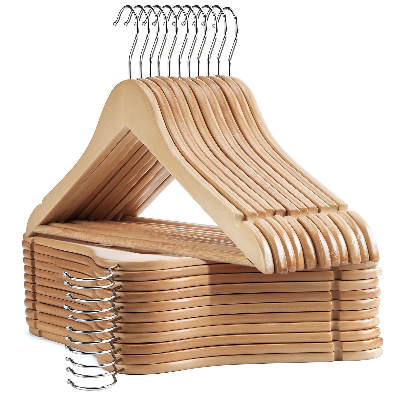 20 Slim Wooden Suit & Coat Hangers for Closet - 20 Pack-image