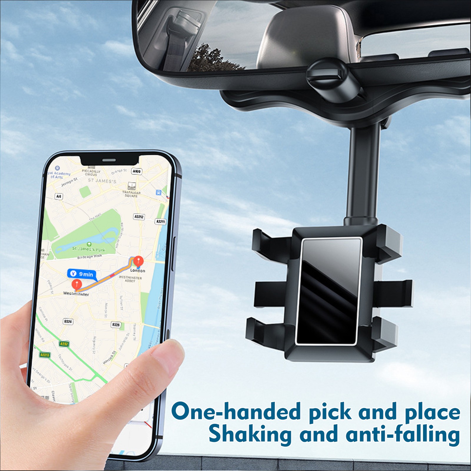 New Rearview Mirror Phone Holder For Car Multifunctional Retractable Car Phone
