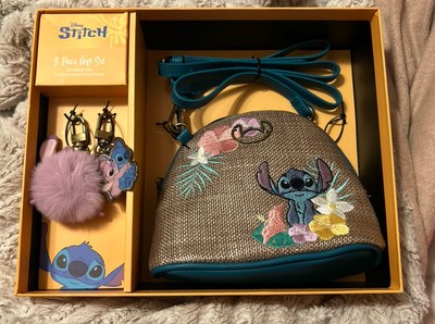 NEW Disney Stitch Aloha Woven Embroidered Florals Spring  Crossbody 3Pc Gift Set