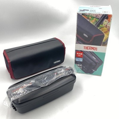 THERMOS Bento Box 2 Tiers Fresh Lunch Box 900ml Deep Black & Red DJB-904W