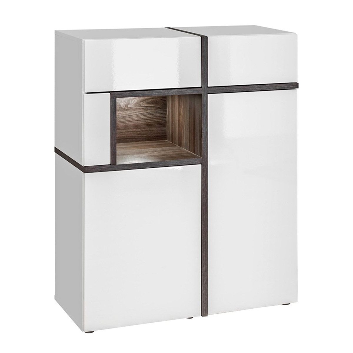 Buffet design Cross 110cm blanc meuble bahut lumineux