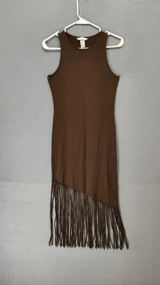 H&M Women Hem Dress S Brown Sleeveless Fringe Asymmetrical Casual  Lightweight | eBay