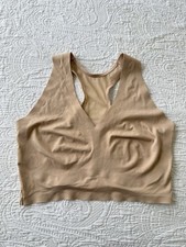 True Co Wide Strap Racerback Bralette SIZE SMALL Bra Wireless Stretchy - Beige