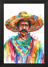 Mexican Watercolor Framed Wall Art Poster Canvas Print Picture