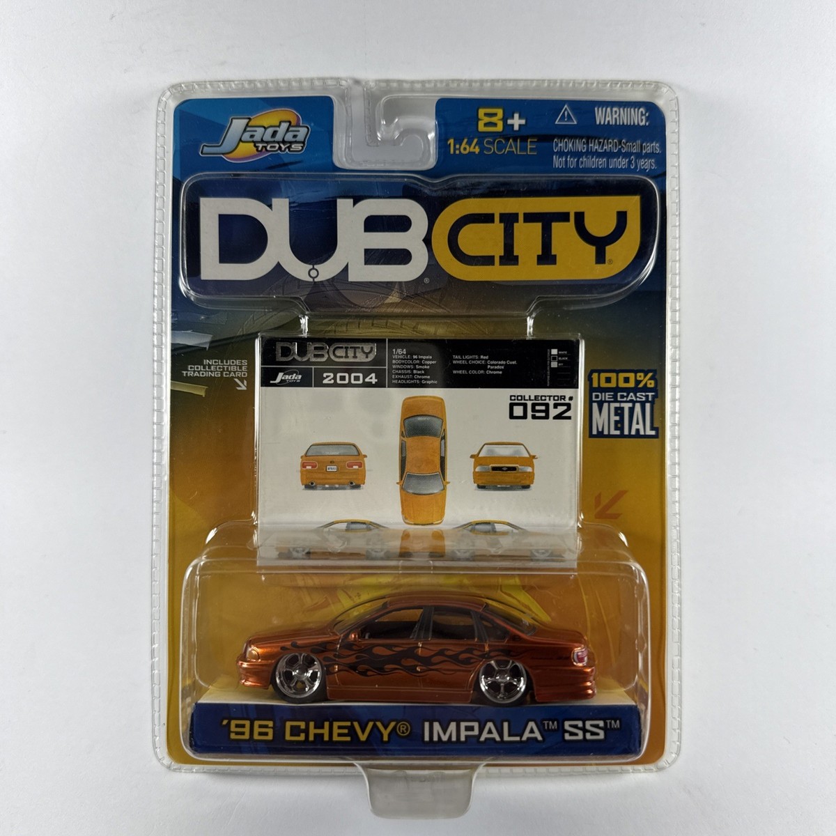 ミニカー 1996 CHEVY INPARA Jada 1996 Chevy Impala SS Dub City Orange Copper w/Flames w/RRs