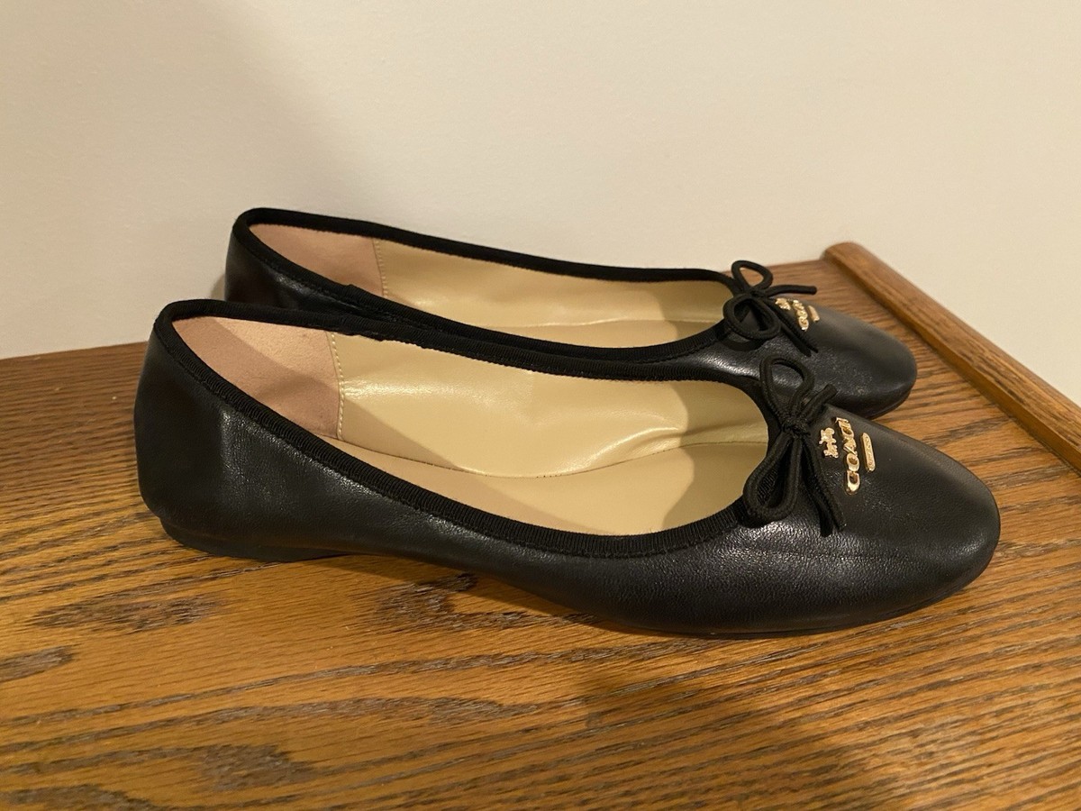 靴 COACH   ALINA LEATHER BALLET Coach Alina Women's Leather Ballet Shoes Black, Size US 7 B