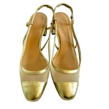 J.Crew Gold leather slingback shoes