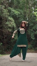 Latest Beautiful Faux Georgette Green Salwar Kameez With Dupatta For Party Wear