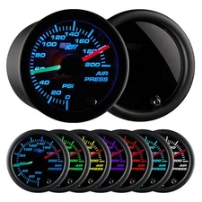 52mm Black 7 Color Air Ride Suspension Air Bag Pressure PSI Electronic Gauge
