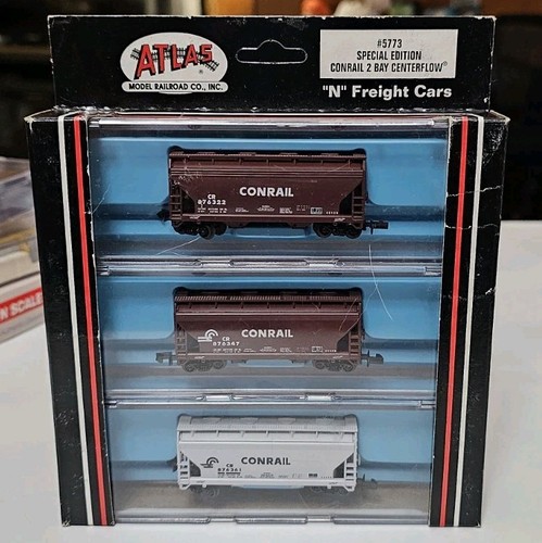 Tolva de flujo central Atlas 5773 escala N Conrail 2 bahías | Edición especial. Juego de 3 coches nuevo en caja | Condition: New