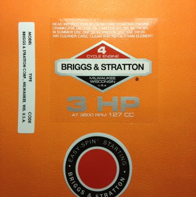 Briggs & Stratton 3-hp 1978-1980 Shroud Labels Decals Set Of 3; 78.3SET - Foto 9