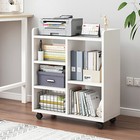 MDF Mobile Printer Stand Rolling Office Scaner Cart Storage Shelf Warm White