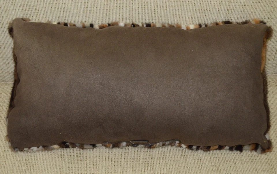 Almohada de piel de visón real multicolor marrón nueva genuina Foto 2 de 2