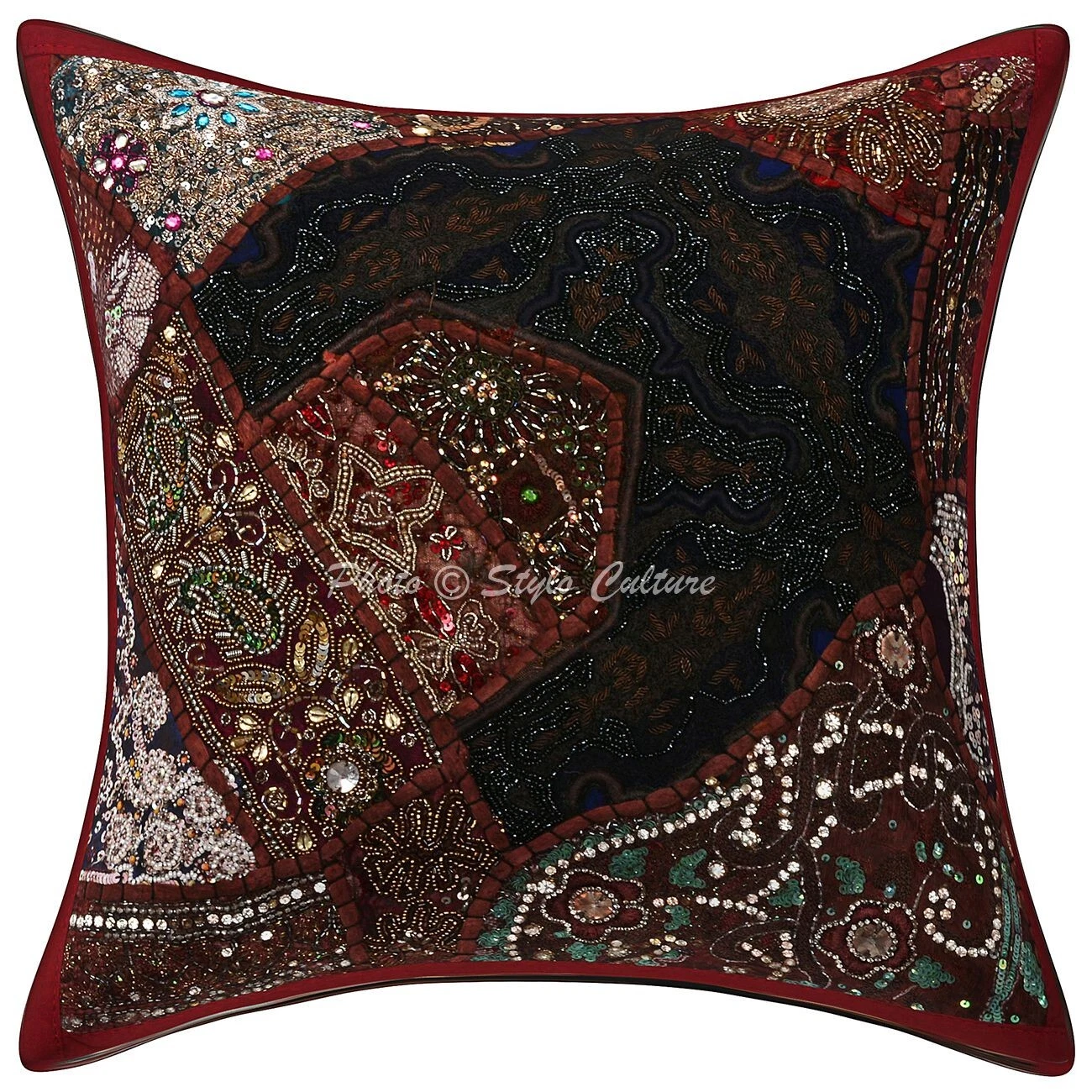 Handwoven Home Decor Cushion Boho Beaded Throw Pillow Cover Case Meditation