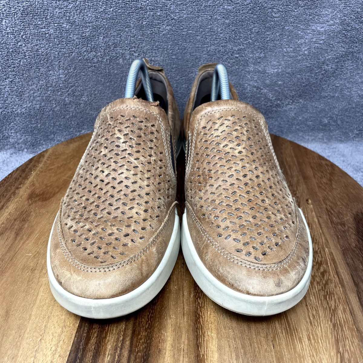 Ecco Collin 2.0 Slip On Leather Brown Perforated Casual 